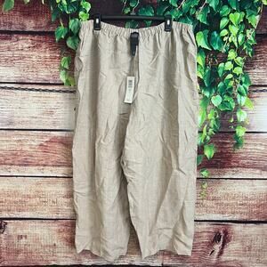 NWT $168 Flawed Eileen Fisher Linen Viscose Crop Capri Pants 3X Natural Beige